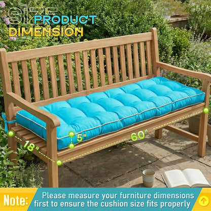 Outdoor Bench Cushion, Tufted Patio Seat Pad for Garden Bench, Porch Swing, Indoor/Outoor Furniture (Blue, 48X18X4 inch)