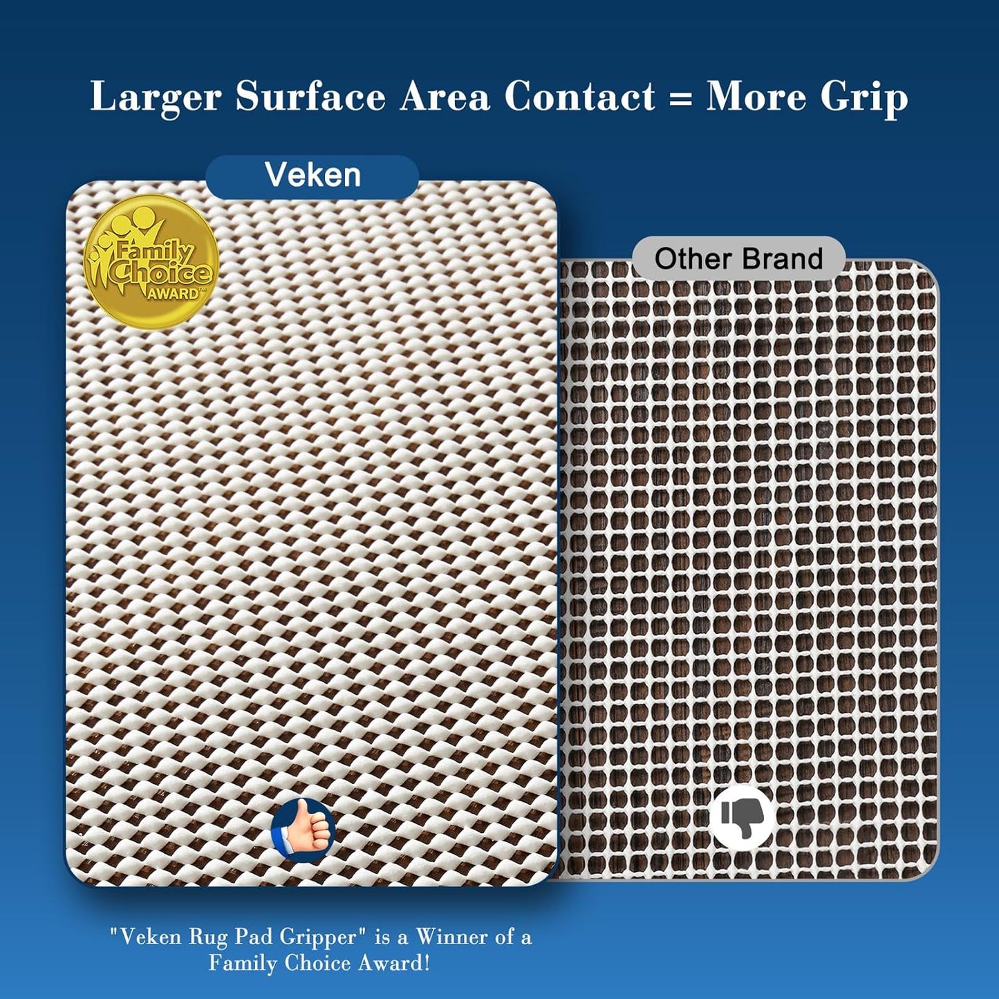 Veken Non Slip Rug Pad Gripper 8 x 10 Feet Extra Thick Pads for Any Hard Surface Floors, Keep Your Rugs Safe and in Place, Under Carpet Anti Skid Mat - Colors A
