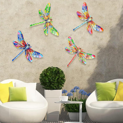 SUNREEK Metal Dragonfly Wall Decor, 9 Inches Dragonfly Outdoor Wall Art for Fence Garden Yard Patio Decorations