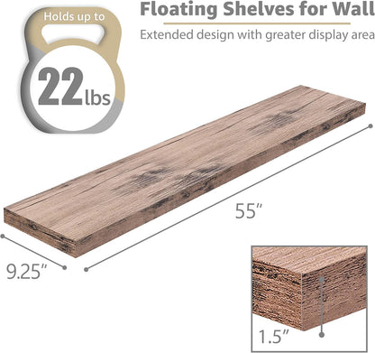 Sorbus Floating Shelves for Wall - 48 Inch Long Bathroom Shelves, Wall Decor for Bedroom, Kitchen, Living Room & Book Storage - Mounted Floating Shelf with Invisible Brackets (Maple Wood, 2 Pack)