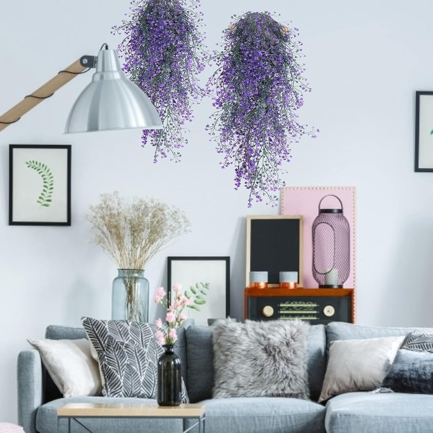 RECUTMS Fake Hanging Plants Artificial Ferns for Outdoor Hanging Faux Plants Vine Ivy Faux Fern Hanging Vines Wall Plants for Home Garden Party Wedding Decor (White 4P)