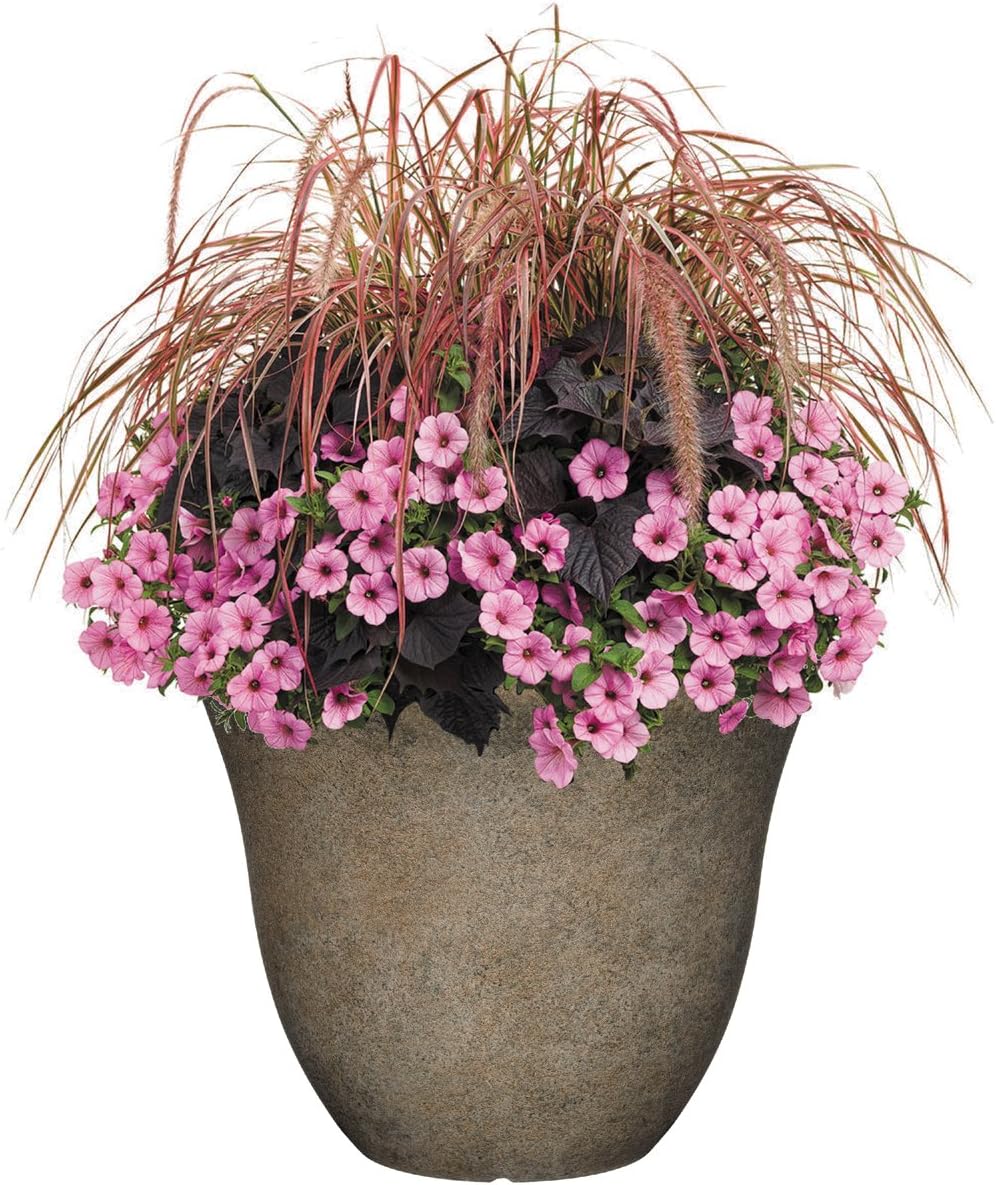 Classic Home and Garden Honeysuckle Resin Planters - Lightweight Indoor & Outdoor Plant Pots - UV-Resistant Plastic Flower Pots - Pot Planters for Flowers & Herbs (15" Distressed Copper)