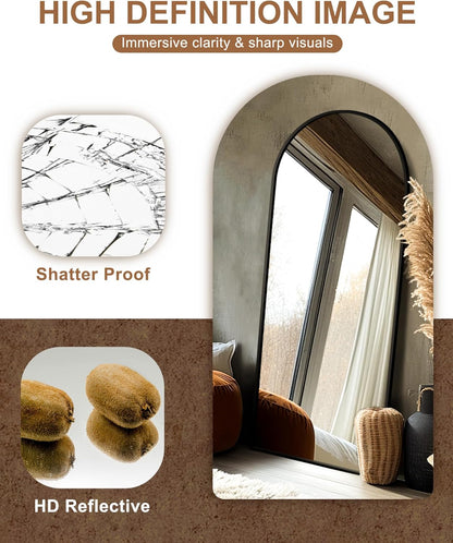 Delma Arched Mirror Full Length,Standing Mirror Full Body,Large Floor with Stand for Wall Entryway Door Bedroom Bathroom Living Room
