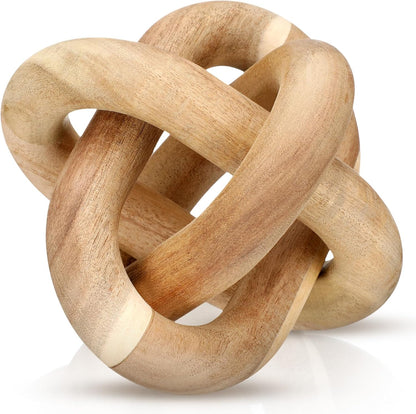 Yalikop 3 Link Wood Knot Decor Rustic Home Décor Accents Hand Carved Coffee Table Decoration, Boho Chain Link Decoration, Modern Shelf, Rustic Objects for Home Living Room Bedroom(White)