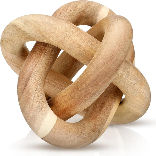 Yalikop 3 Link Wood Knot Decor Rustic Home Décor Accents Hand Carved Coffee Table Decoration, Boho Chain Link Decoration, Modern Shelf, Rustic Objects for Home Living Room Bedroom(White)