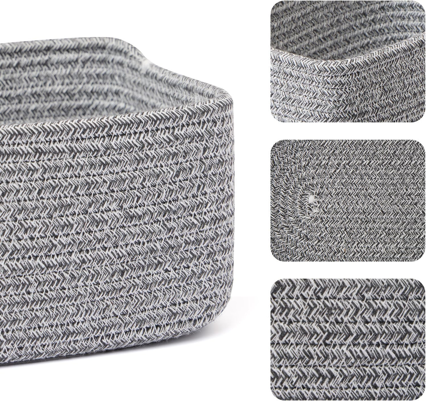 MiniArk Small Storage Baskets for Organizing | Closet Organizer Bins | Shelf Toy Basket | Woven Rope Baskets | Cube Decorative Box | Shallow Basket | L11.5xW7.5xH4.7| Brown