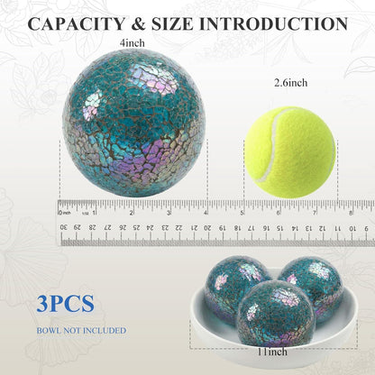 DomeStar 3PCS Decorative Balls, Mosaic Glass Orbs Centerpiece Balls 4inch Gold Orbs for Decorate Bowls Vases Tables Wedding Party