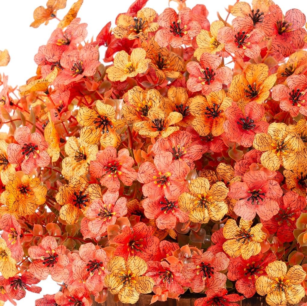 HyeFlora Artificial Flowers for Outdoor Indoor Garden Home Decoration, Faux Flower Daisy with Eucalyptus Leaves Fake Plants Greenery Boxwood Porch Patio, 12 Bundles (Mix Pink Red Purple Yellow)