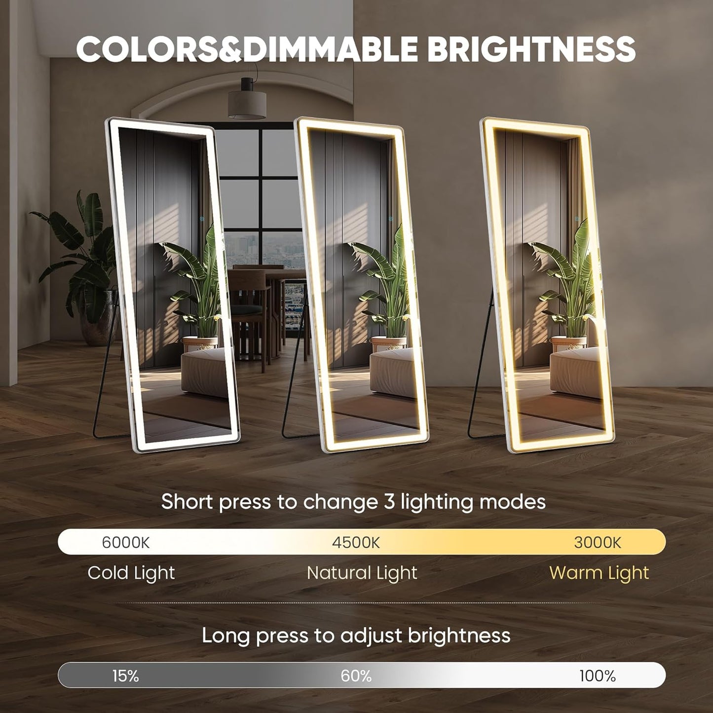 Mirror Full Length, Upgraded 16"x59" Body Wall Mirrors with Shatter-Proof Glass, Floor Standing, Hanging or Leaning, Tall Mirror with Stand Aluminum Alloy Frame for Bedroom Cloakroom