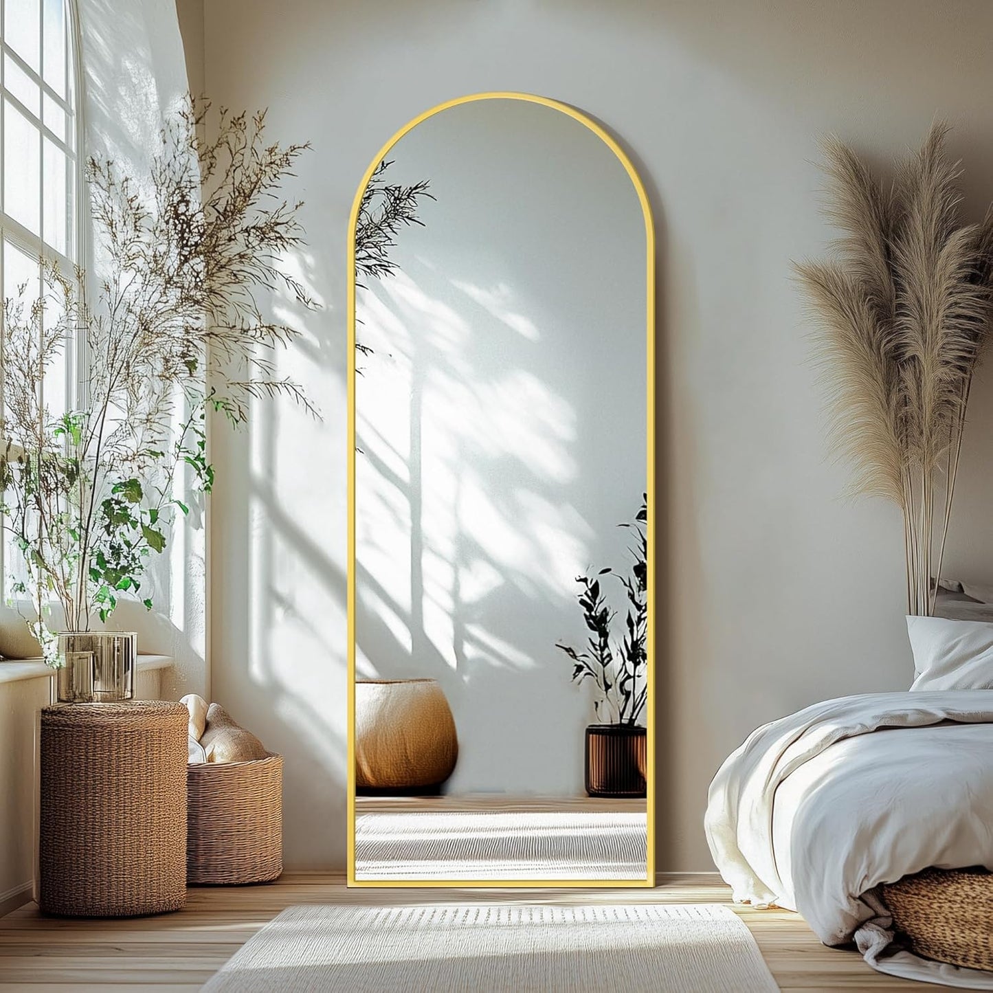 Delma Arched Mirror Full Length,Standing Mirror Full Body,Large Floor with Stand for Wall Entryway Door Bedroom Bathroom Living Room