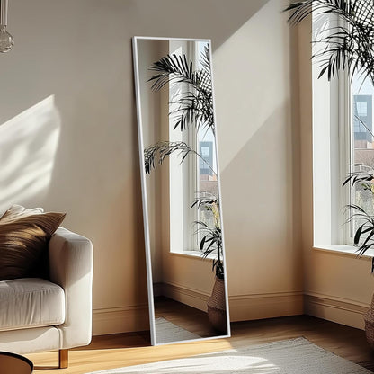 Delma Wall Full Length Mirror,Standing Mirror Full Body,Large Floor for Wall Door Bedroom Bathroom Living Room with Aluminium Frame(with Stand,56x15-Black)