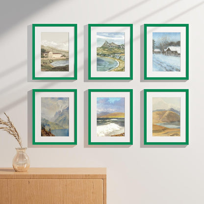 Vittanly 8x10 Picture Frames Set of 9, Shatter Resistant Plexiglass, Display 5x7 Pictures with Mat or 8x10 without Mat, Photo Frames for Wall or Tabletop, Engineered Wood, Black - Colors B