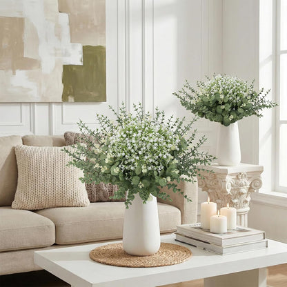 lovemoon 130 Pcs Artificial Mixed Eucalyptus Stems Bulk, 5 Kinds of Faux Greenery Eucalyptus Leaves Bulk for Vase Wedding DIY Bouquets Floral Arrangement Home Decor (130, Green)