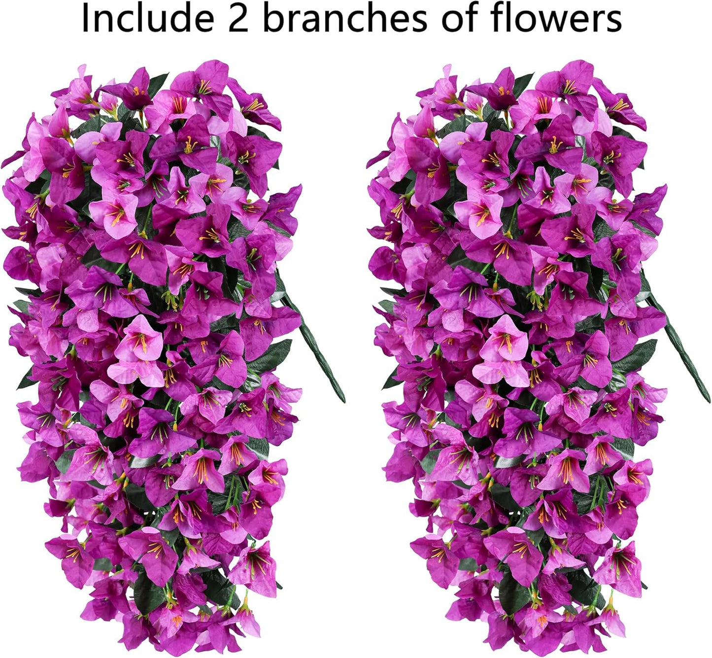 Faux Bougainvillea Artificial Flowers Plants for Outdoor Outside Decoration, 2 PCS Red Fake Flowers UV Resistant Look Real Silk Long Trailing Vines for Front Door Porch Planter Urn Patio Garden Yard
