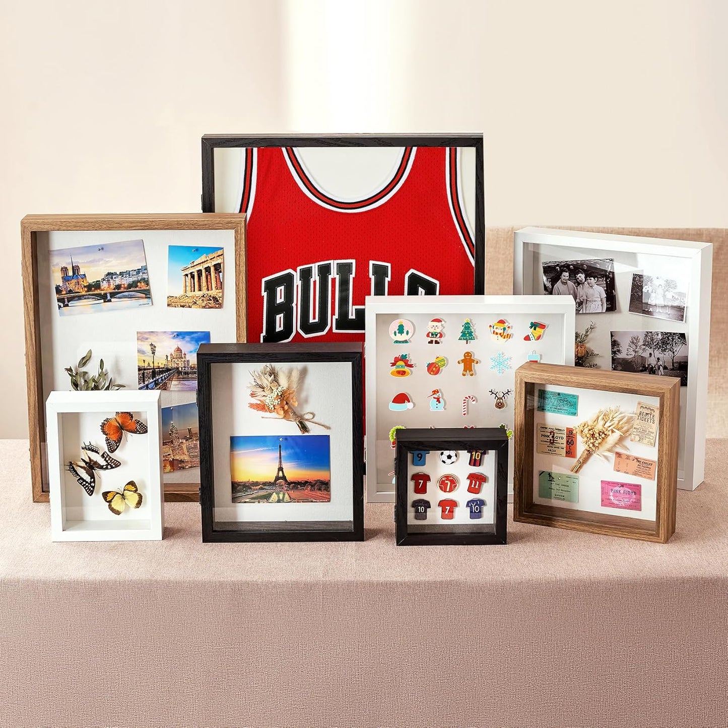 8x10 Deep Shadow Box Picture Frame Display Case with Linen Back and Stand,Real Glass Black Shadow Memory Box Frame 8x10 for Flower Baby Pet Wedding Photo Art Craft Memorial Wall Decor Gift