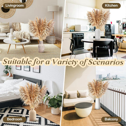 Pasuvsigt 12pcs 40'' Dried Pampas Grass Decor - Tall-Large Pampas Grass - Natural Beige - Boho Home Decor