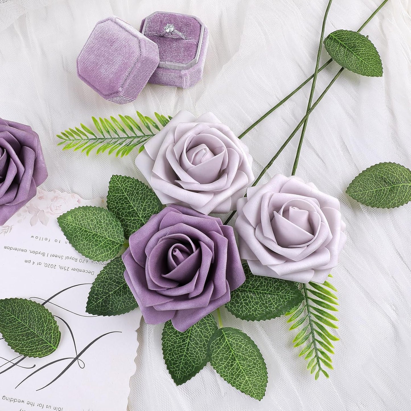 AmyHomie Artificial Flowers Dark Red Rose 25pcs Real Looking Fake Roses w/Stem for DIY Wedding Bouquets Centerpieces Arrangements Party Baby Shower Mothers Day Christmas Tree Decorations