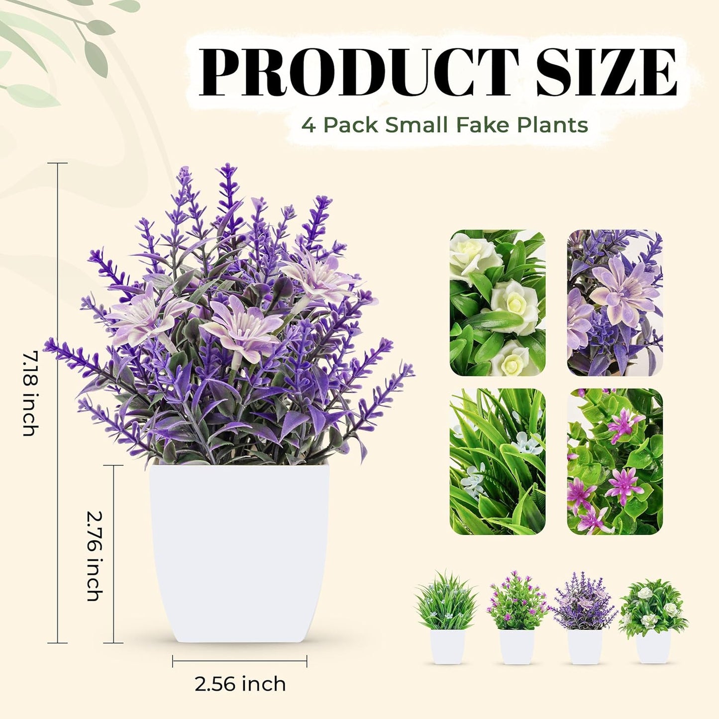 Der Rose 2 Pack Small Fake Plants Mini Artificial Potted Plants for Table Desk Home Laundry Room Bathroom Office Decor