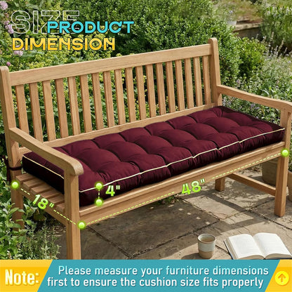 Outdoor Bench Cushion, Tufted Patio Seat Pad for Garden Bench, Porch Swing, Indoor/Outoor Furniture (Blue, 48X18X4 inch)