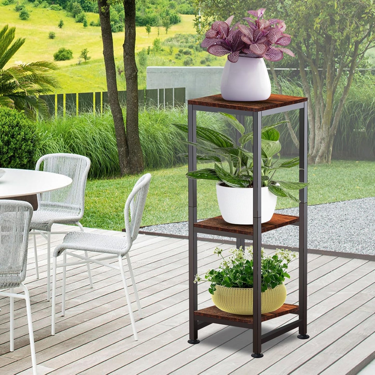Plant Stand Indoor, Tall Plant stands for Indoor Outdoor Plants, 2 Tier Heavy Duty Plant Shelf 31" Metal Pedestal Stand Modern Corner Flower Stand for Patio, Living Room, Balcony