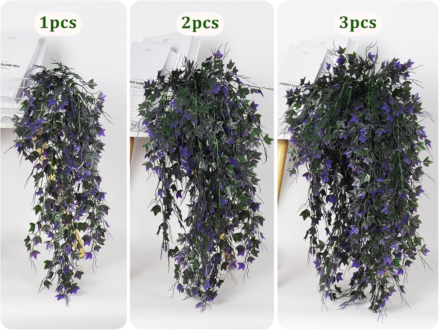 RECUTMS Artificial Hanging Plants Fake Hanging Plant Faux Eucalyptus Leaf Greenery Vine Outdoor UV Resistant Plastic Plants Home Garden Wedding Party Indoor Outdoor Decorations(White)