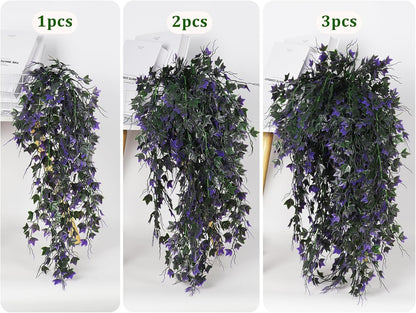 RECUTMS Artificial Hanging Plants Fake Hanging Plant Faux Eucalyptus Leaf Greenery Vine Outdoor UV Resistant Plastic Plants Home Garden Wedding Party Indoor Outdoor Decorations(White)
