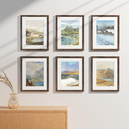 Vittanly 8x10 Picture Frames Set of 9, Shatter Resistant Plexiglass, Display 5x7 Pictures with Mat or 8x10 without Mat, Photo Frames for Wall or Tabletop, Engineered Wood, Black - Colors A