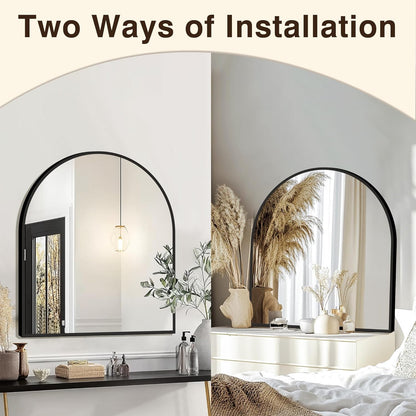 FICTOR Bathroom Mirror for Wall, Arched Vanity Bathroom Mirror for Over Sink, Metal Framed with HD Shatter-Proof Glass for Entryway, Living Room,Bedroom(2 Pack 24” x 36”, Black)