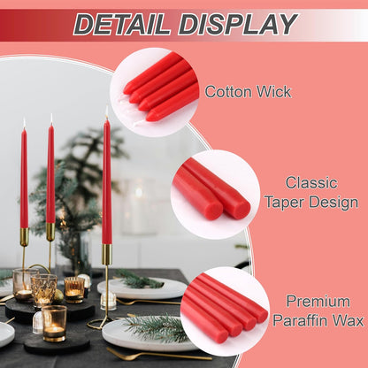 10-Inch Ivory Taper Candles - Dripless Smokeless Tapered Candle Cream Unscented Candlesticks Paraffin Wax Long Slow Burning Tall Candle Sticks for Dinner Business Wedding Restaurants 12 Pack