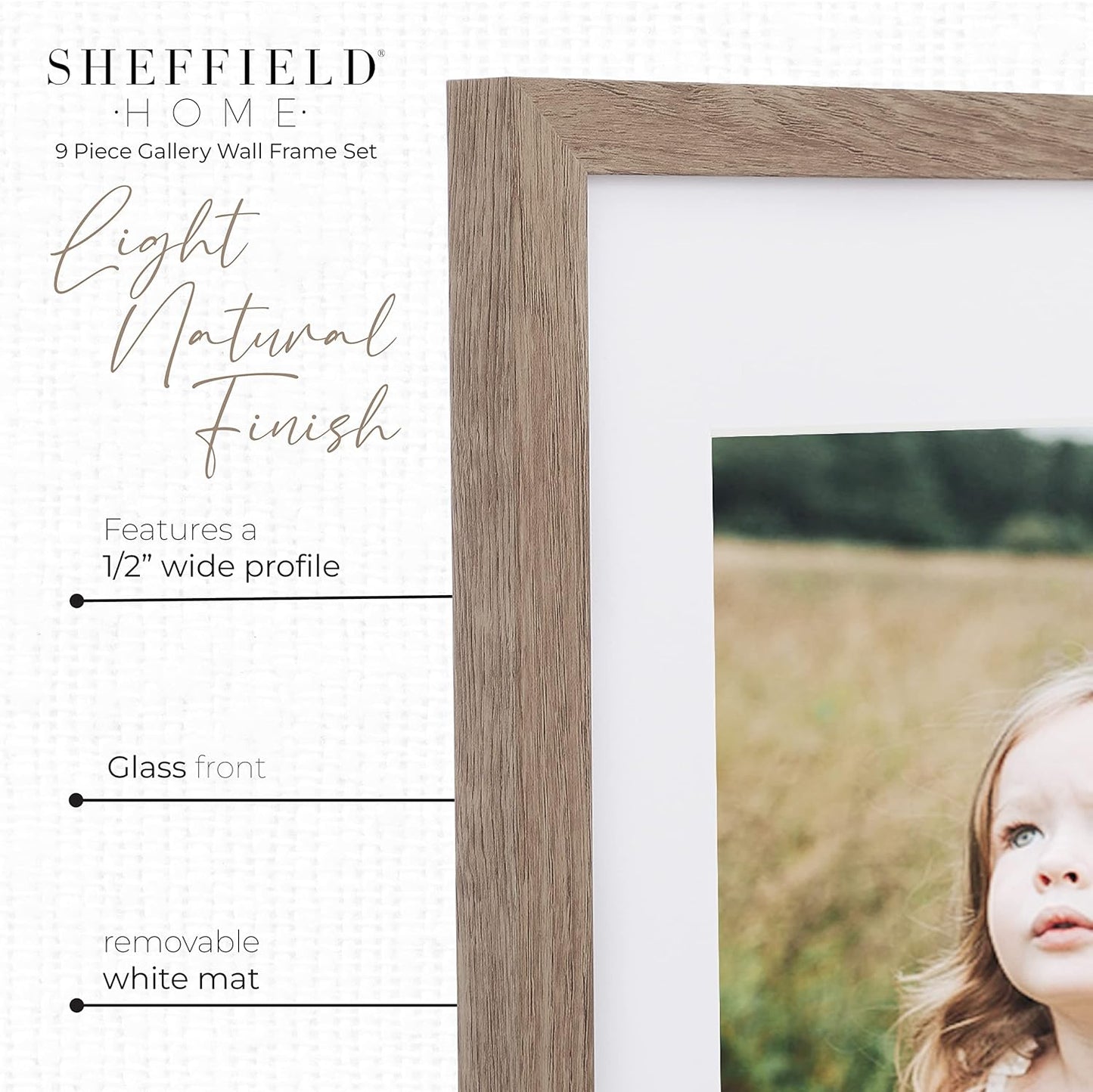 Sheffield Home 9 Piece Gallery Wall Frame Set, 11x14 in. matted to 8x10 in. (Matte Black)