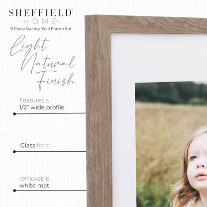 Sheffield Home 9 Piece Gallery Wall Frame Set, 11x14 in. matted to 8x10 in. (Matte Black)
