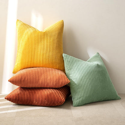 MIULEE Boho Farmhouse Sage Green Throw Pillow Covers 18x18 Inch Set of 4 Mordern Nordic Cushion Covers Soft Corduroy Spring Home Decor for Couch Bed Sofa Living Room Forest Green