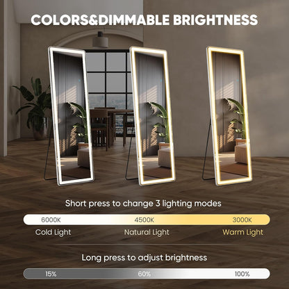 Mirror Full Length, Upgraded 16"x59" Body Wall Mirrors with Shatter-Proof Glass, Floor Standing, Hanging or Leaning, Tall Mirror with Stand Aluminum Alloy Frame for Bedroom Cloakroom