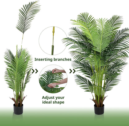 YEPDIN 6 Ft Artificial Tropical Palm Tree With 24 Removable Leaves - Large Faux Plant for Indoors and Outdoors, Silk Housewarming Gift, K185