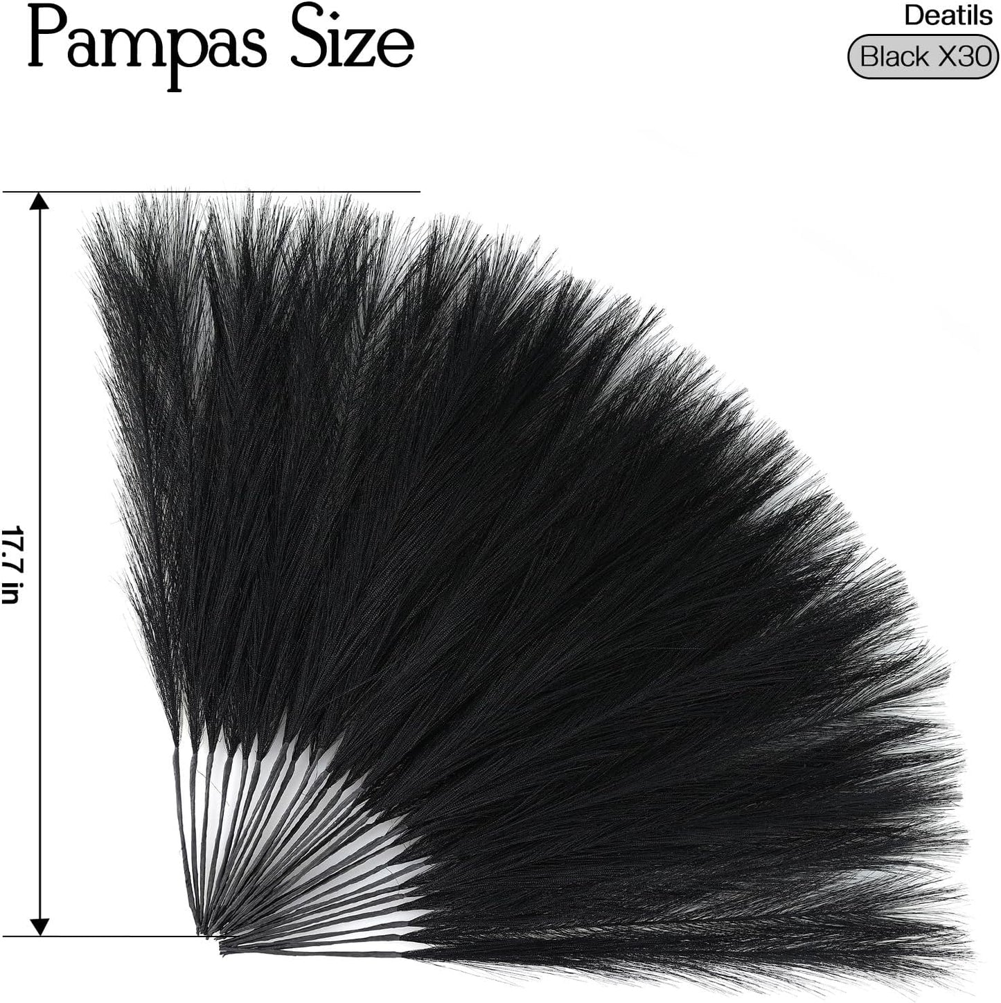 UREYMX Faux Pampas Grass Decor 17.7 Inch 6pcs, Artificial Pampas Grass Fluffy Home Decor, Short Vase Room Decor pompous Grass Flower Arrangement for Boho Home Wedding Decoration (Black)