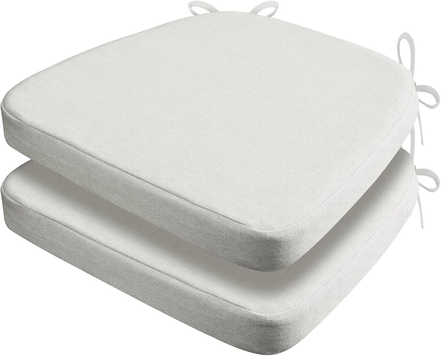 AAAAAcessories D-Shaped Chair Cushions, 2" Thick Dining Chair Pads with Ties and Removable, Machine-Washable Cover, 17" x 16", Set of 4, Oatmeal Beige - Colors A