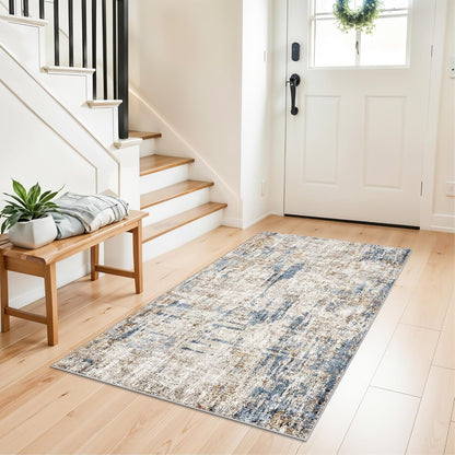2x3 Washable Non-Slip Area Rug - Soft Low Pile Throw Rug for Kitchen Entryway Bedroom - Modern Indoor Door Mat with Rubber Backing (Beige Grey) - Colors B