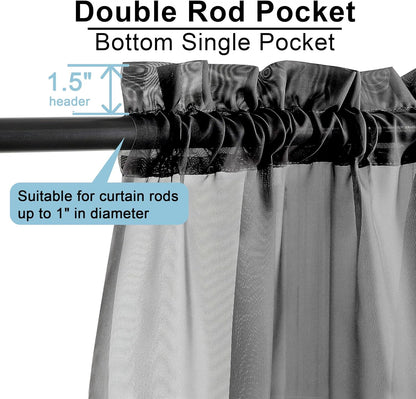 OWENIE Sheer Curtains 84 inches Long 2 Panels Set for Living Room/Bedroom, Rod Pocket Voile Sheer Panel Drapes, White, 2pcs, Each 42" W x 84" L - Colors B