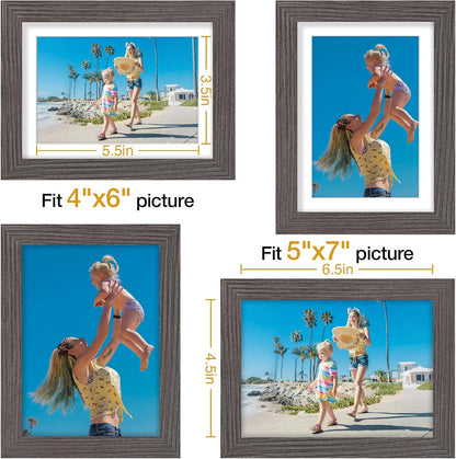 Vittanly 8x10 Picture Frames Set of 9, Shatter Resistant Plexiglass, Display 5x7 Pictures with Mat or 8x10 without Mat, Photo Frames for Wall or Tabletop, Engineered Wood, Black - Colors B
