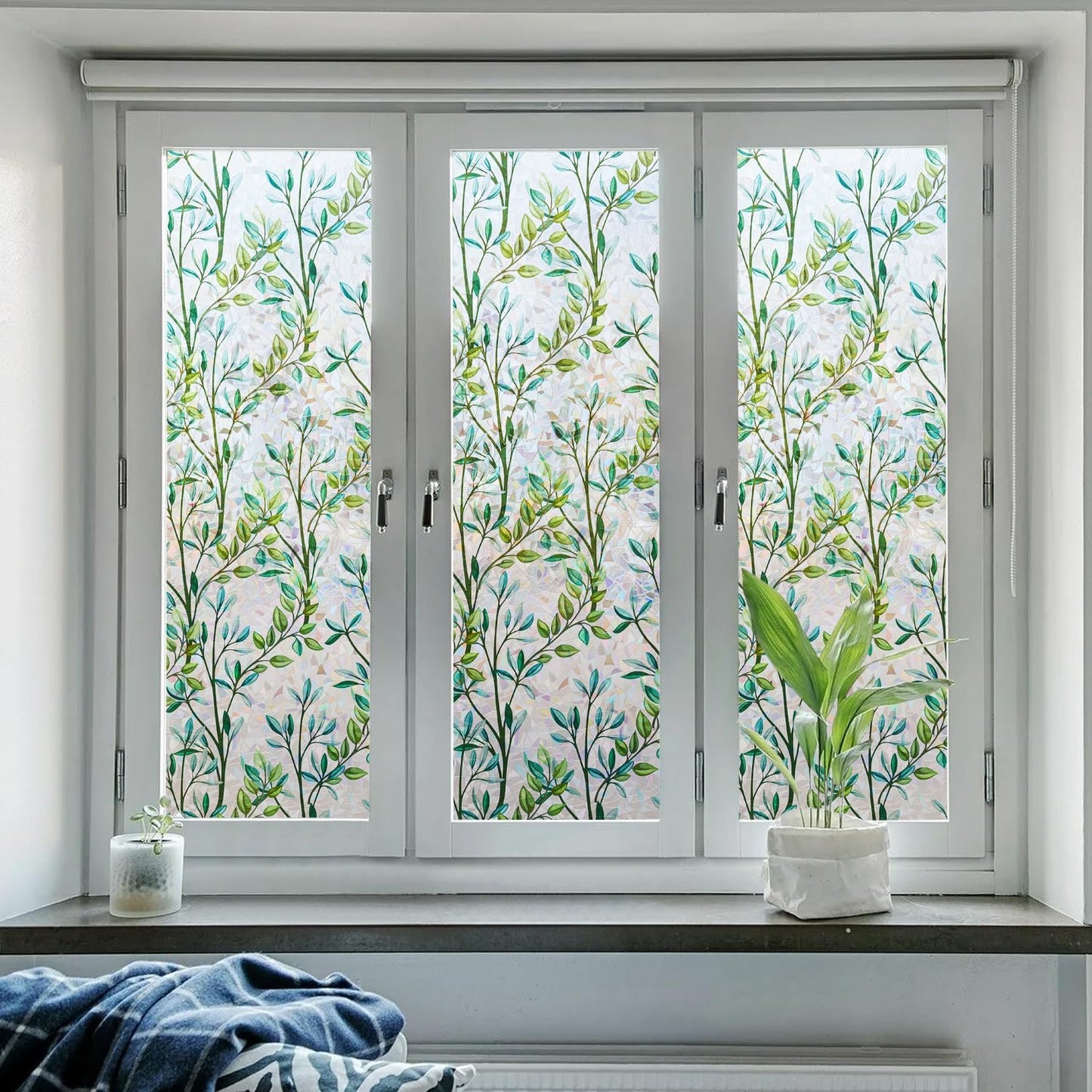 Ranzdn Window Privacy Film - Stained Glass Window Film Static Cling UV & Heat Blocking Rainbow Window Film for Glass Doors, Bedroom Windows - No Glue Premium Vinyl (Easy Install, 17.5"×78.7")