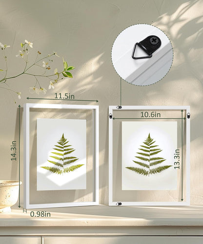 Sonefreiy Floating Picture Frames 8x10 Set of 2, Wooden Photo Frame Double Glass Pressed Flower Frames 5x7 Wall and Tabletop Display Mothers Day Gift for Family Friends Wedding