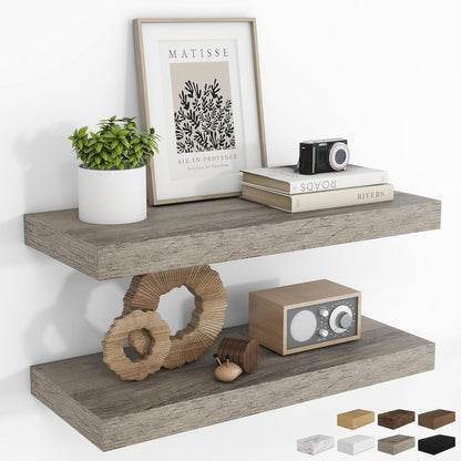 RICHFOCUS 72Inch Floating Shelves for Wall 2 Pack Shelves for Bedroom|Kitchen|Bathroom Wall Mounted Rustic Wood Floating Shelf with Invisible Brackets for Books|Storage|Decor, Rustic Brown
