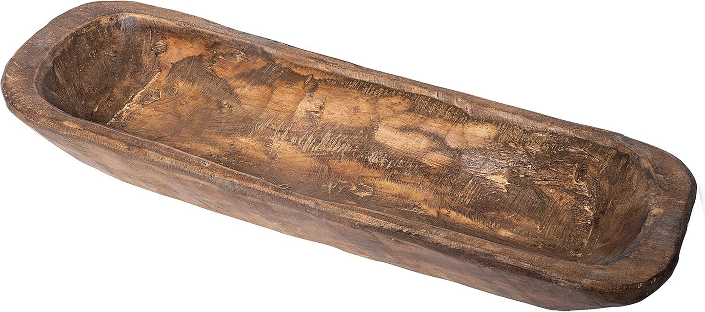 MAINEVENT Decorative Bowl Home Decor Approx 10 Inch, Hand Crafted Spanish Oak Wooden Dough Bowl Decor, Table Centerpiece Made in USA