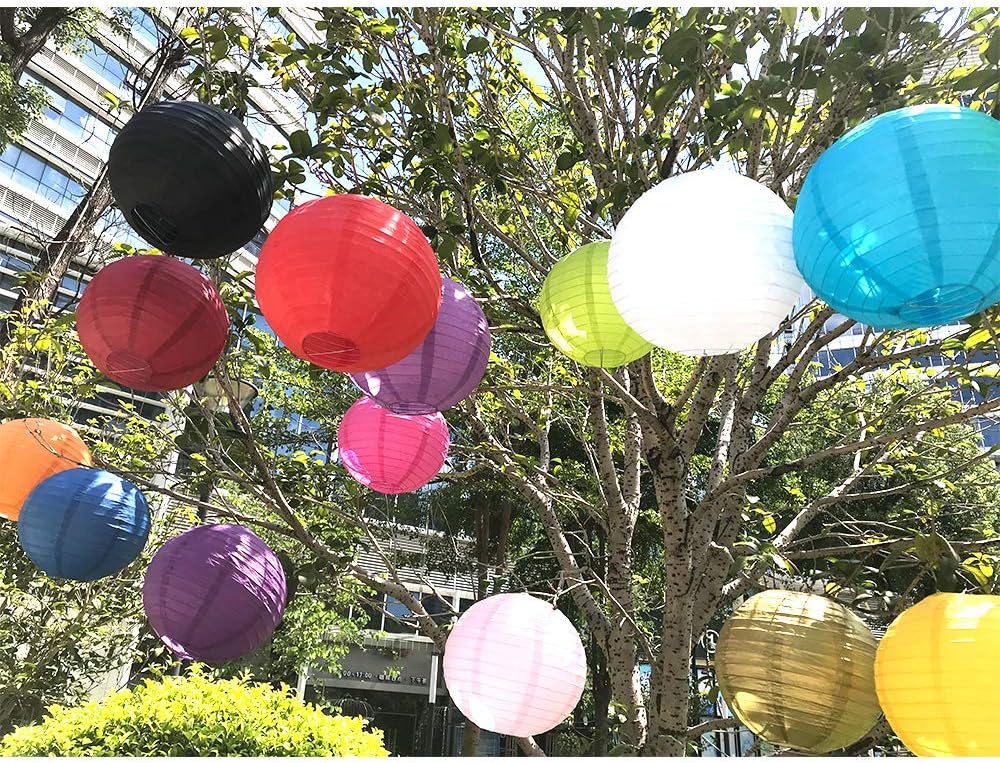 BEISHIDA 10Pcs White Paper Lanterns Decorative Chinese/Japanese Hanging Round Paper Lanterns Lamp for Birthday, Wedding, Christmas, Bridal, Home Decor, Party Decoration(Size of 4”, 6”, 8”, 10”)