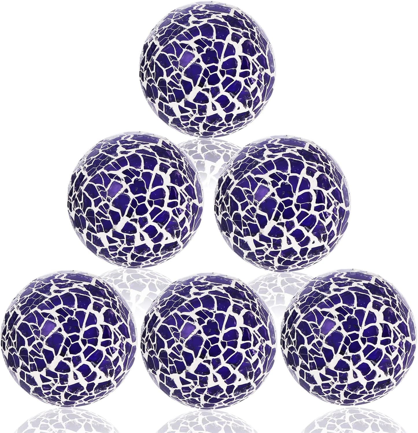 Kesywale 6PCS Decorative Balls Set 2.4 Inches/ 6cm Small Mosaic Spheres Glass Orbs Decorative Balls for Centerpiece Bowls Vases Fillers Dining Coffee Table Wedding Party Decor (Black)