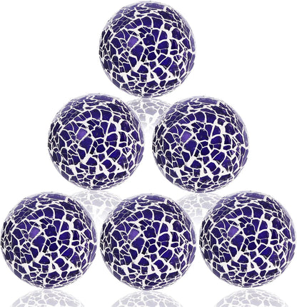 Kesywale 6PCS Decorative Balls Set 2.4 Inches/ 6cm Small Mosaic Spheres Glass Orbs Decorative Balls for Centerpiece Bowls Vases Fillers Dining Coffee Table Wedding Party Decor (Black)