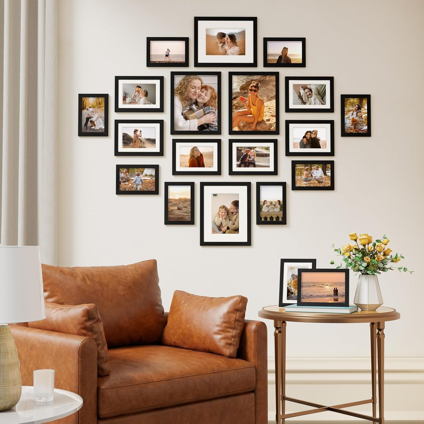 Vittanly 20 Pack Picture Frames Collage Wall Decor, Multi Sizes Including 4pcs 8x10, 8pcs 5x7 and 8pcs 4x6 Photo Frames, Gallery Frame Set for Wall or Tabletop Display, Black, Brown and Dark Grey