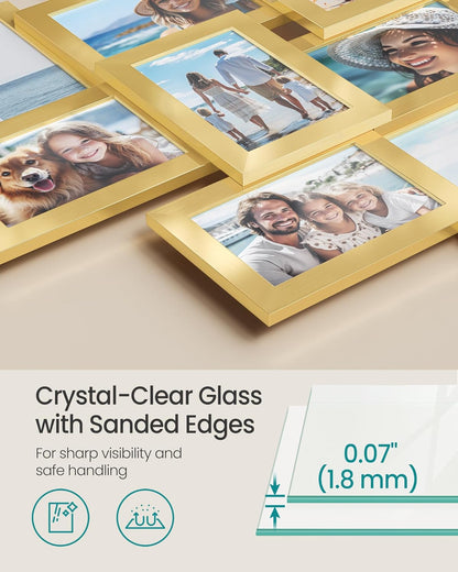 SONGMICS 4x6 Picture Frames Collage Wall Decor, 12-Pack Photo Collage Frame, Multi Picture Frame Set with Glass Front, Assembly Required, Rustic Brown URPF022X01