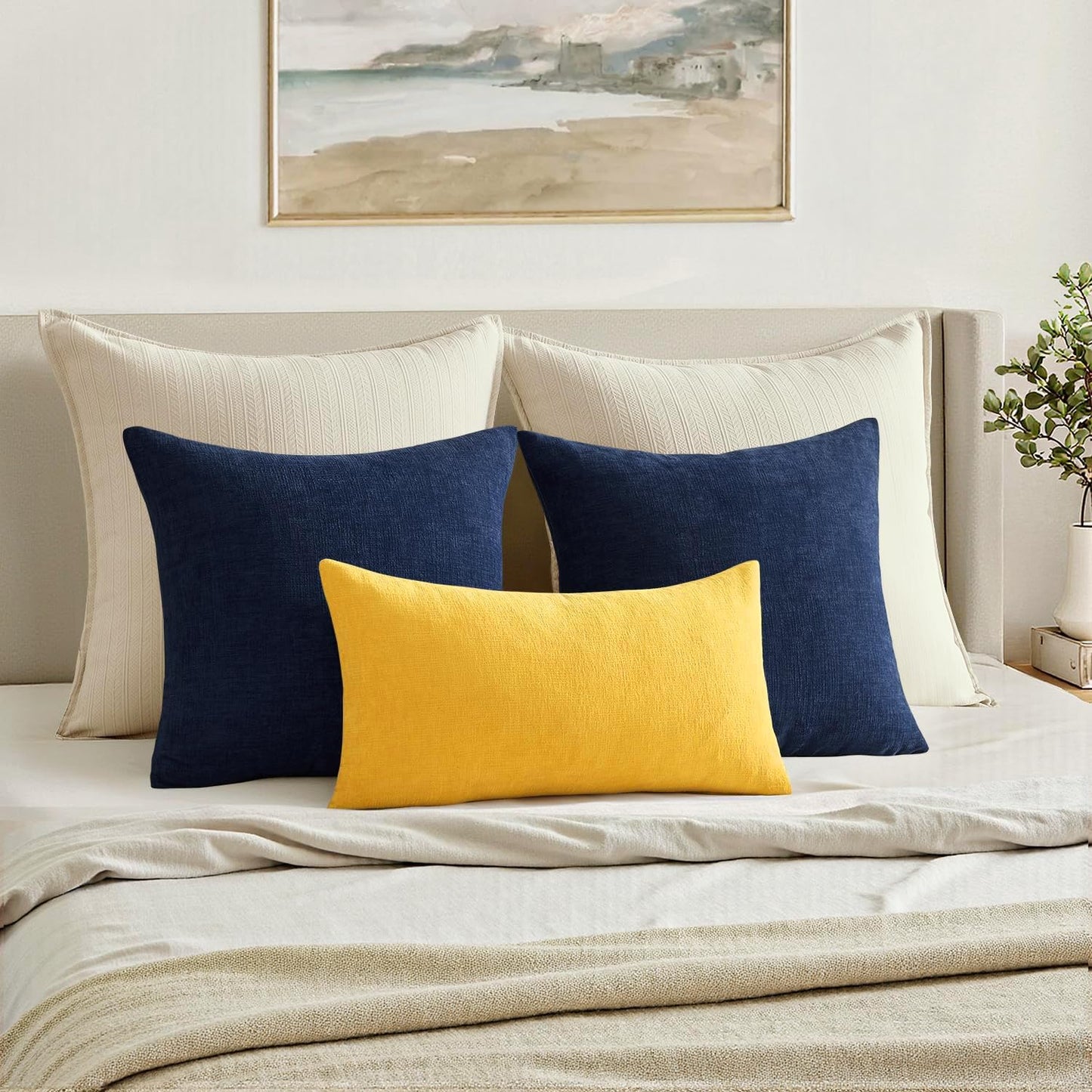 MIULEE Olive Green Couch Pillow Covers 18x18 Inch, Set of 2 Soft Chenille Decorative Square Throw Pillow Covers Farmhouse for Sofa Living Room Bed