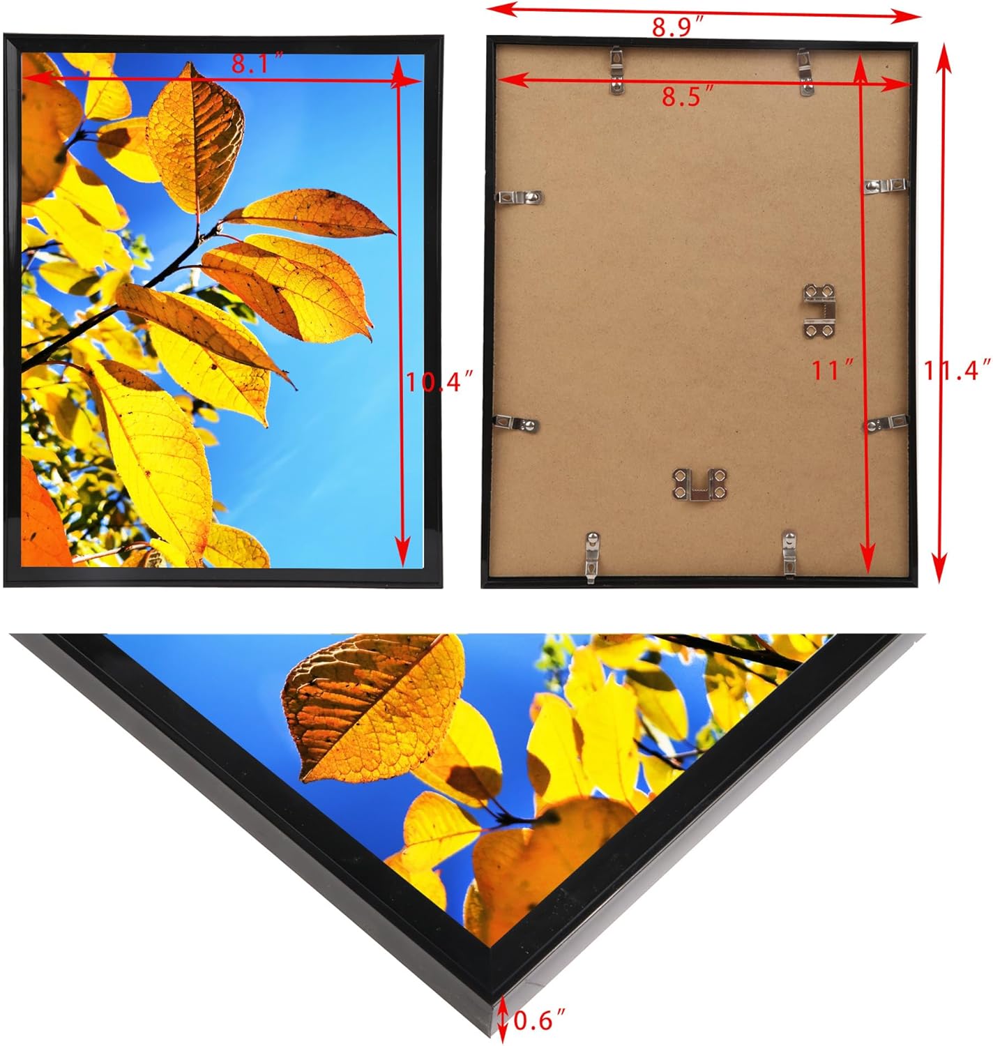 Aynoo Wood Floating Picture Frame 7x9, Table Top 8x10 7x9 6x8 Floating Frame Black Metal Modern Style Frame (PHSD),1Pack